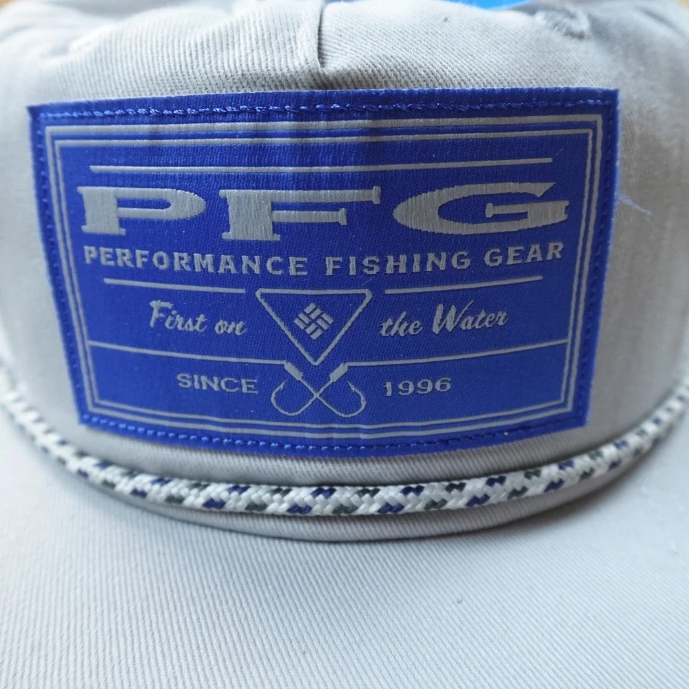 NEW Columbia PFG‎ Hat Cap Mens One Size Gray Adjustable Snap Back Rope Fishing